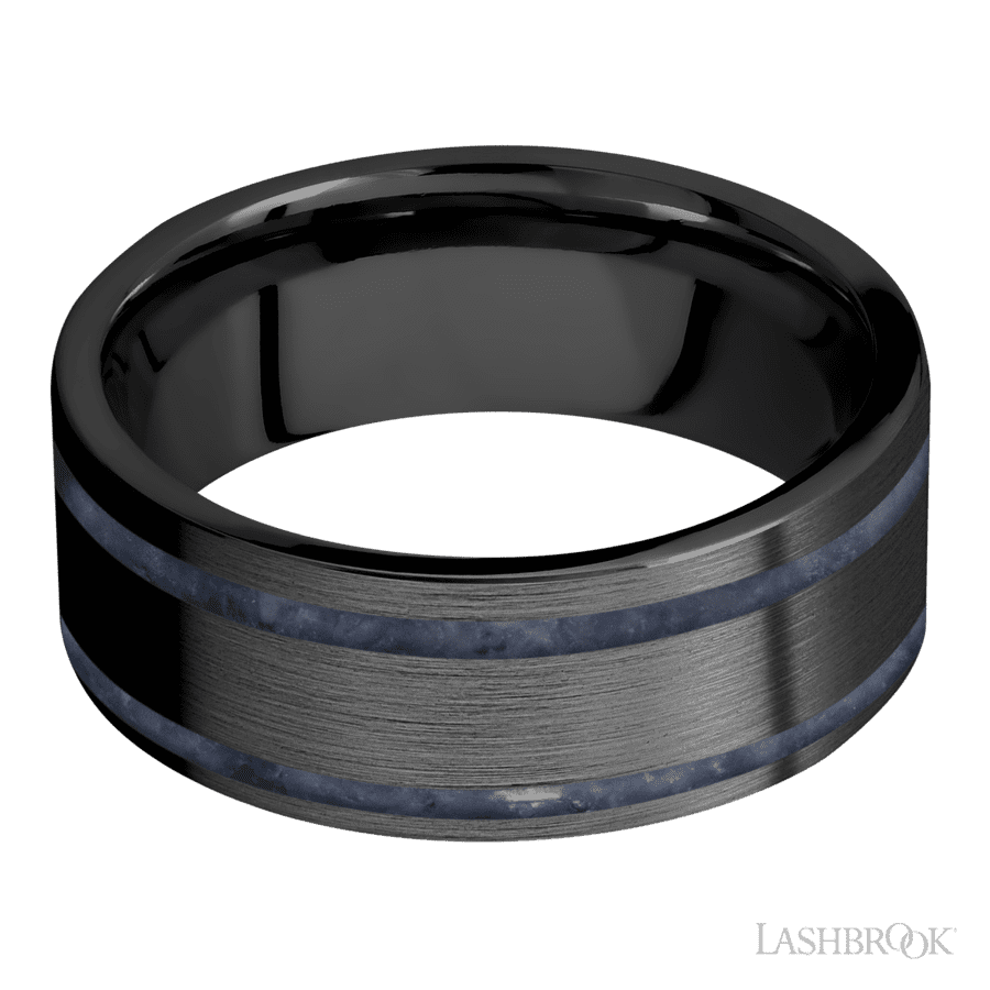 8 mm wide Flat Zirconium band