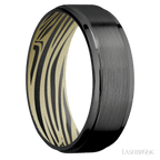 7 mm wide Flat Grooved Edges Zirconium band featuring a Bright Nickel sleeve