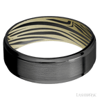 7 mm wide Flat Grooved Edges Zirconium band featuring a Bright Nickel sleeve