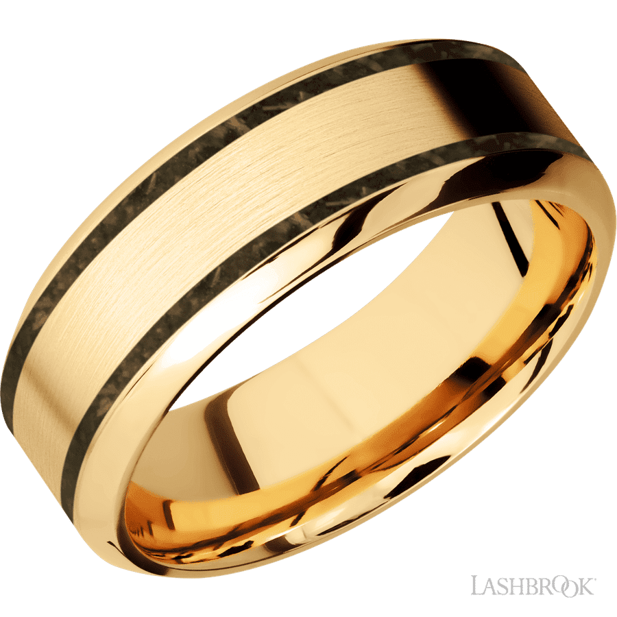 8 mm wide High Bevel 14K Yellow Gold band