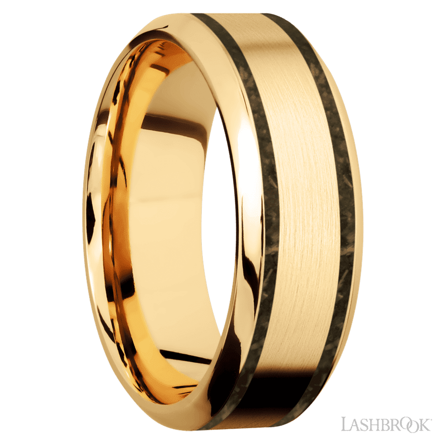8 mm wide High Bevel 14K Yellow Gold band