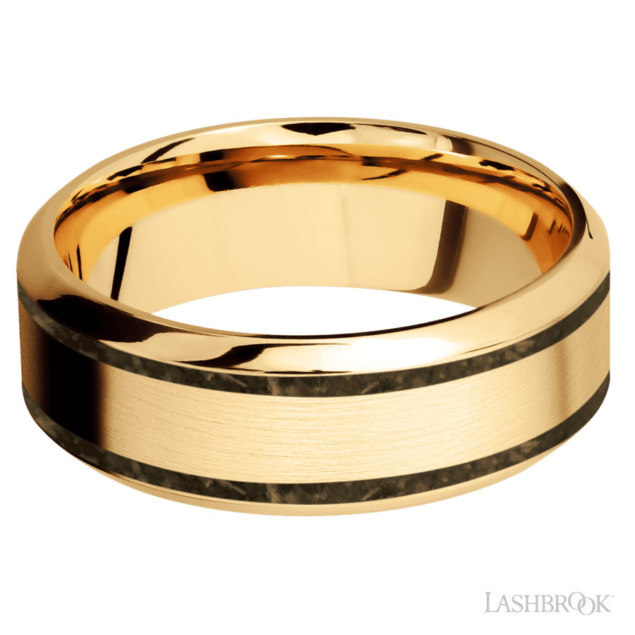 8 mm wide High Bevel 14K Yellow Gold band