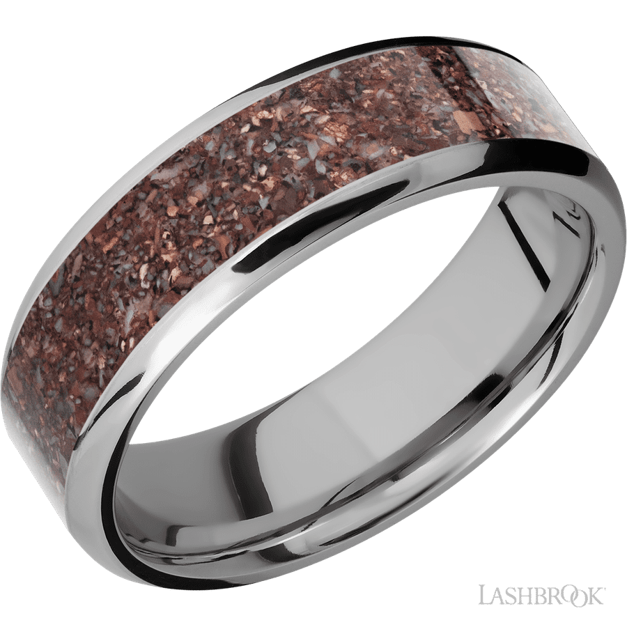 7 mm wide Beveled Titanium band