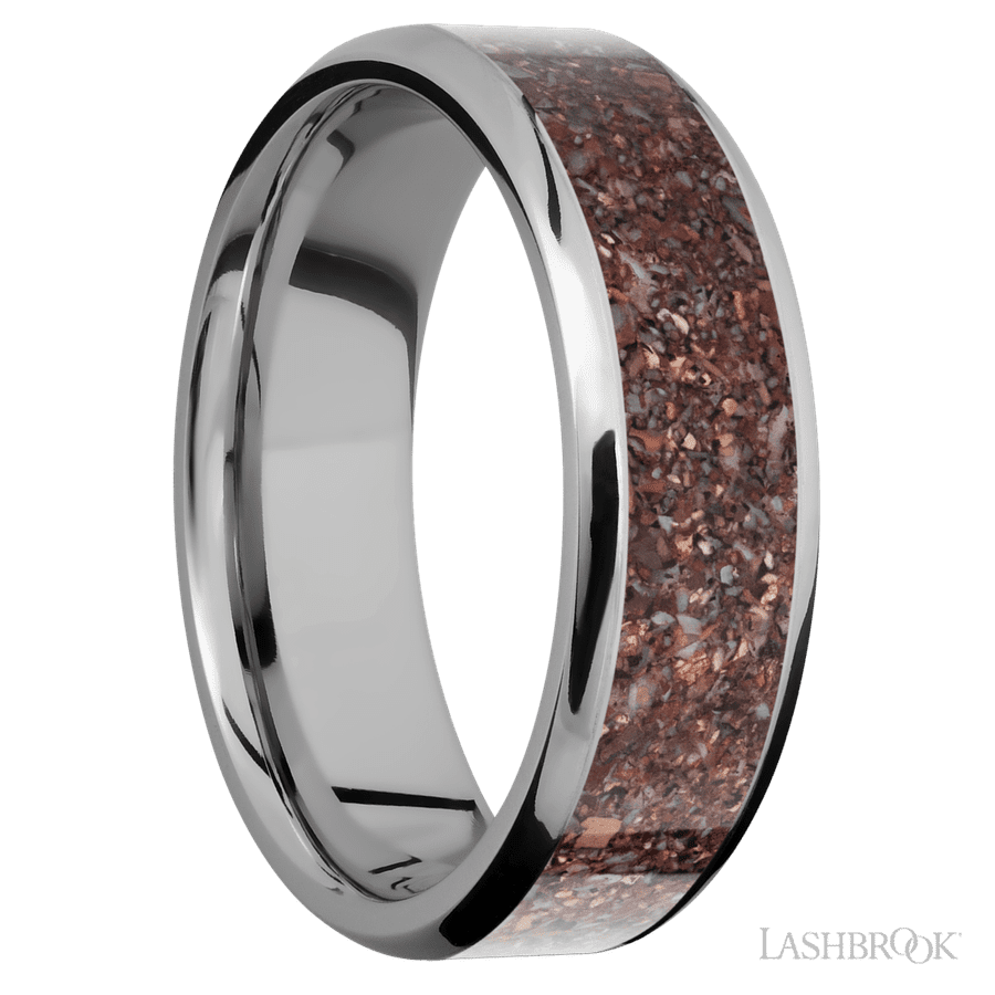 7 mm wide Beveled Titanium band