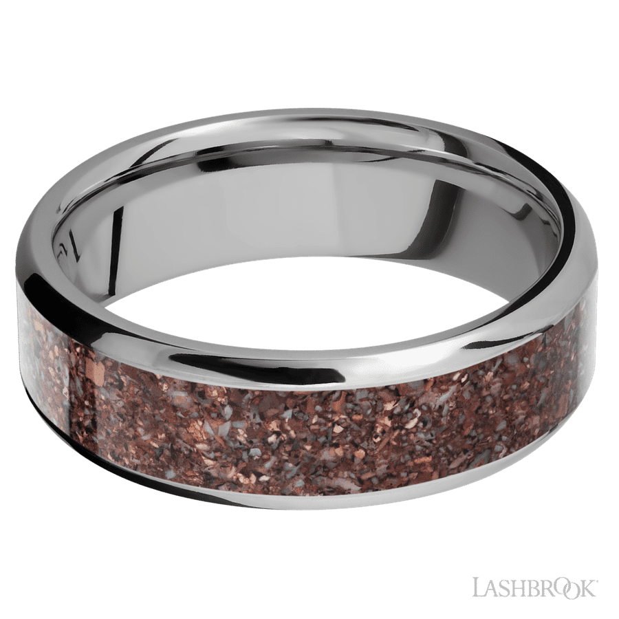 7 mm wide Beveled Titanium band