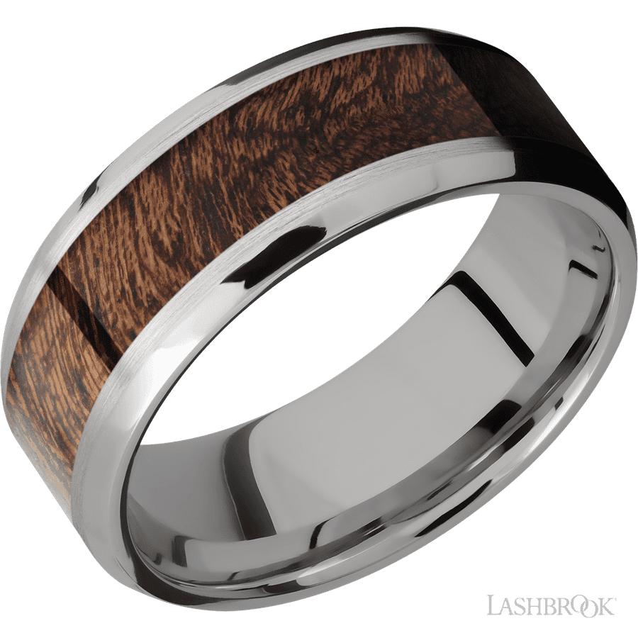 8 mm wide Beveled Titanium band