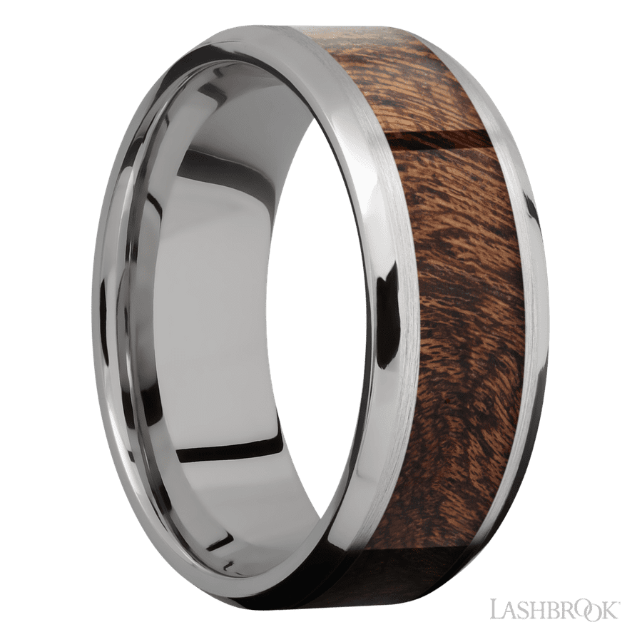 8 mm wide Beveled Titanium band
