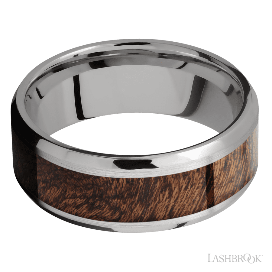 8 mm wide Beveled Titanium band