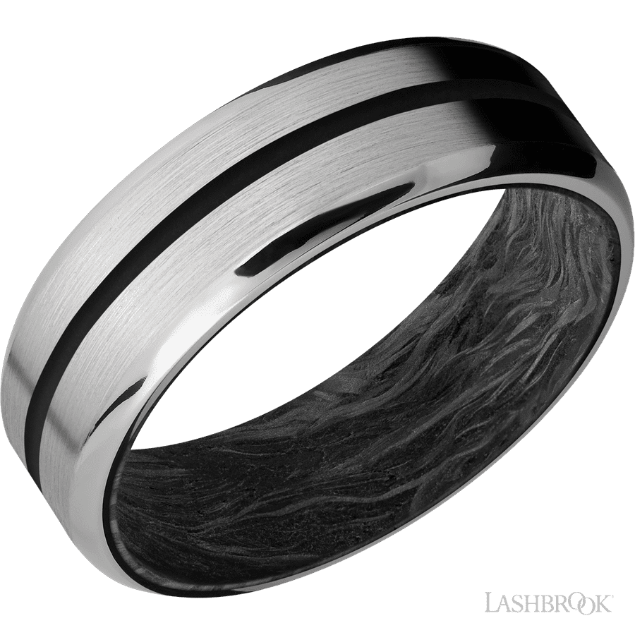 7 mm wide Beveled Titanium band