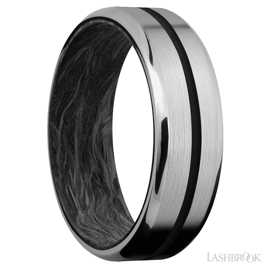7 mm wide Beveled Titanium band