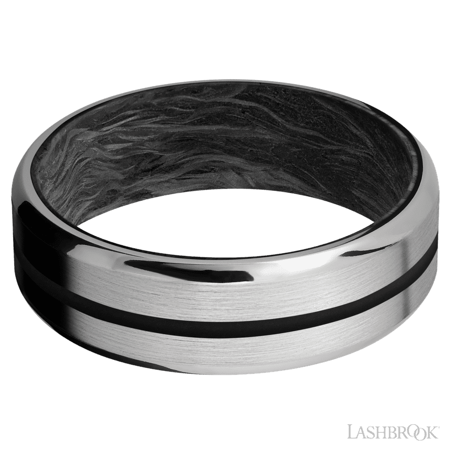 7 mm wide Beveled Titanium band