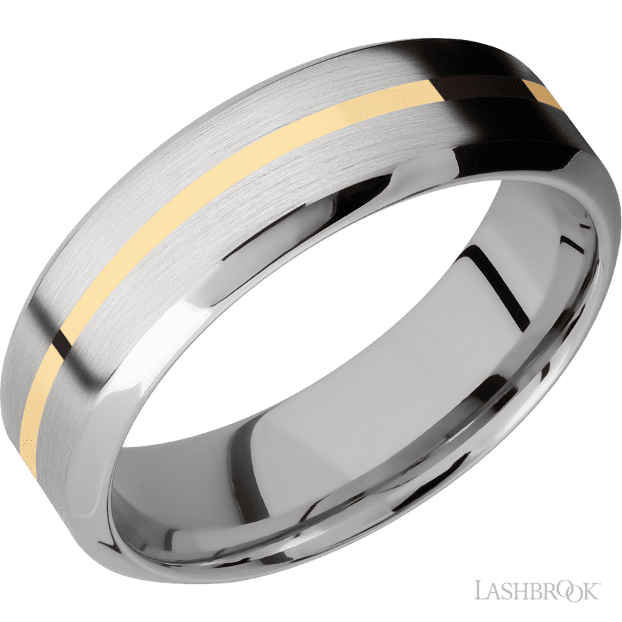 7 mm wide High Bevel 14K White Gold band