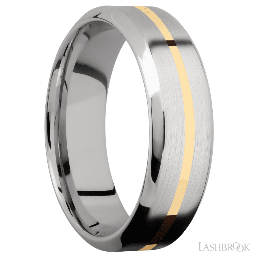 7 mm wide High Bevel 14K White Gold band
