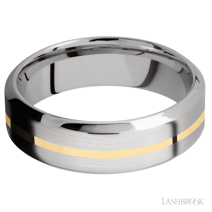 7 mm wide High Bevel 14K White Gold band