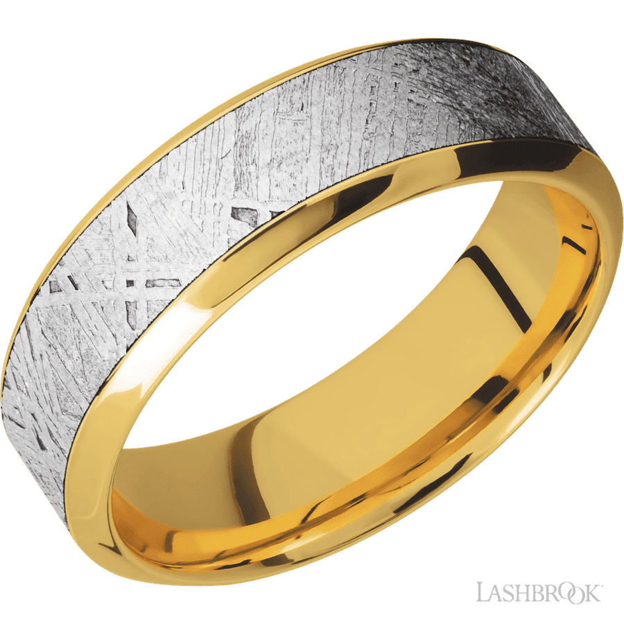 7 mm wide High Bevel 18K Yellow Gold band
