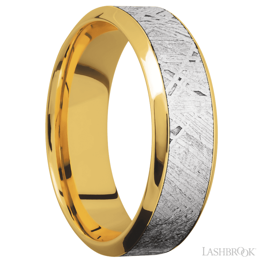 7 mm wide High Bevel 18K Yellow Gold band