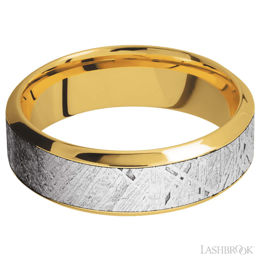 7 mm wide High Bevel 18K Yellow Gold band