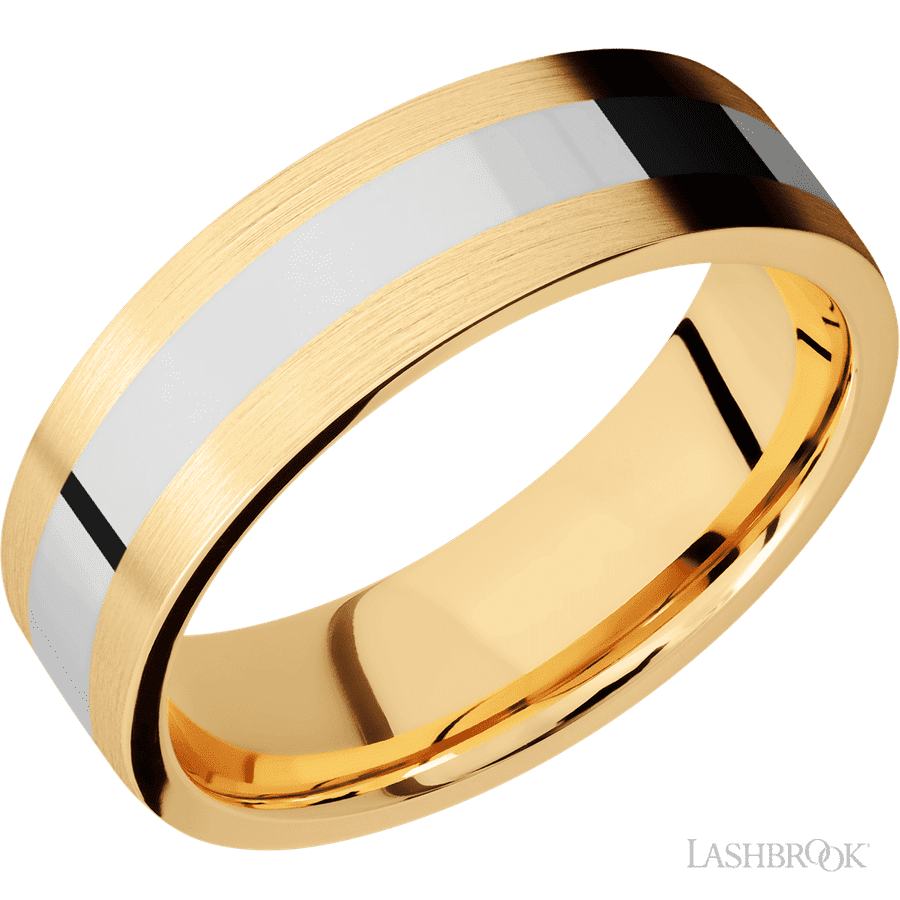7 mm wide Flat 14K Yellow Gold band