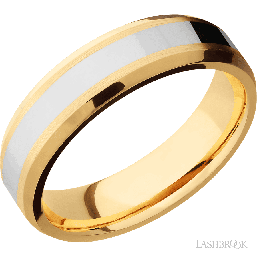 6 mm wide Beveled 14K Yellow Gold band