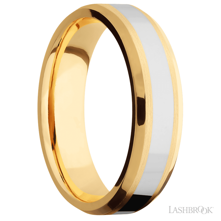 6 mm wide Beveled 14K Yellow Gold band