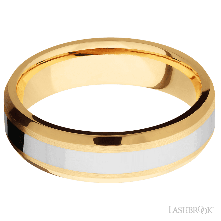 6 mm wide Beveled 14K Yellow Gold band