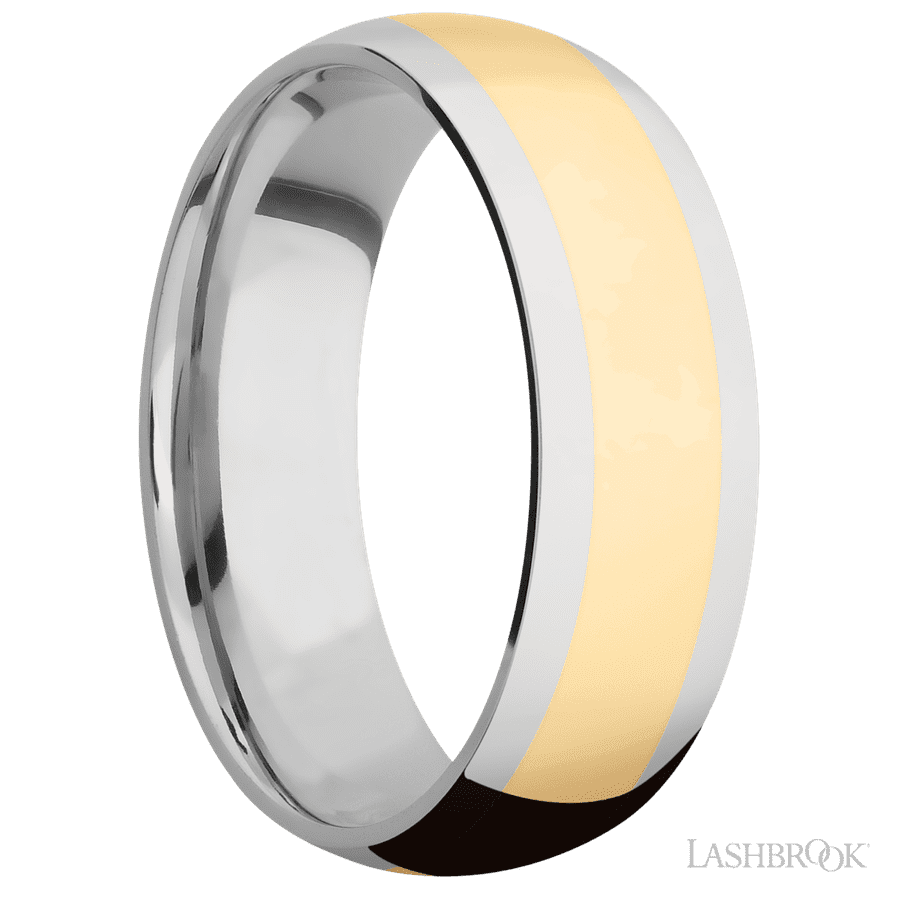 7 mm wide Domed 14K White Gold band